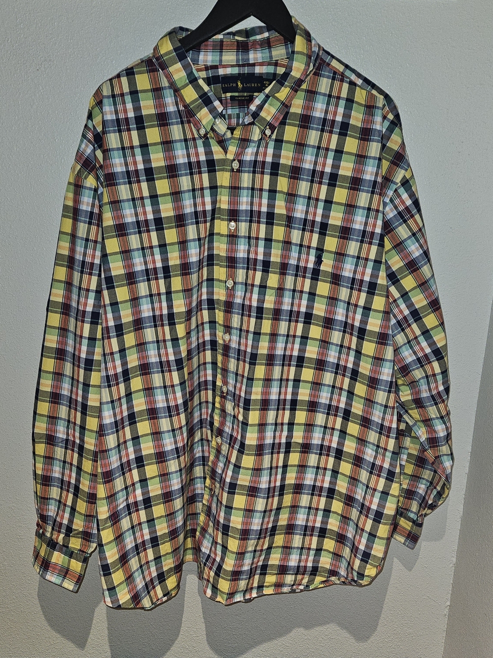 Polo by Ralph Lauren Madras Yellow, Navy & Red Plaid Button-Down Shirt